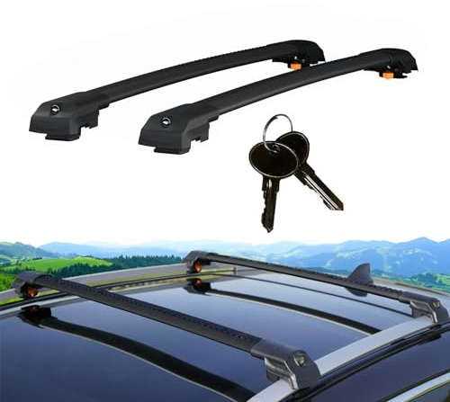 Rekapa-Barra Trasversale Compatibile Con Jeep Renegade 2014-2023; Barre Da Tetto, Barre Portatutto Per Auto Con Rotaie Sul Tetto, Alluminio Bloccabile 2 Pcs Nero