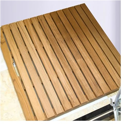 Badematte Duschmatte Badezimmerteppich Outdoor-Indoor-Duschmatte mit Rillen, 30 x 30 Zoll, 26 Zoll, 28, 24, 32, 36 Zoll, große Holz-Badezimmermatte, tragbare rutschfeste Bodenmatte für Dusche, Pool, B