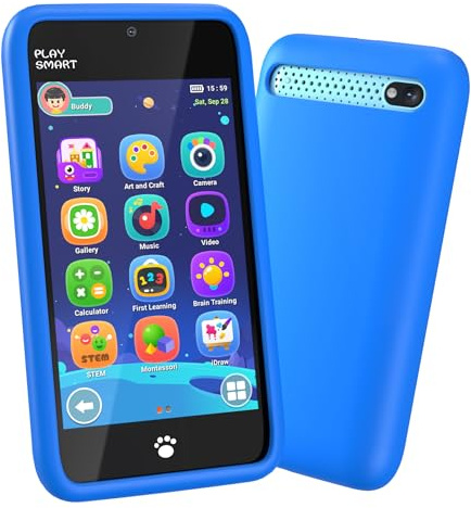 MOMILLA Toys Kids Smart Phone, 3.97 Screen Dual Cameras w/ 21 Stickers, Birthday Gifts for Kids, 16GB Toddler Learning Cell Phone with Games, Boys Girls Toys for Age 3 4 5 6 7 8 9 Year Old