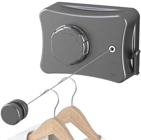 DECARETA Ausziehbare Wäscheleine Wand 5.1M Wäscheleinen Wandmontage ohne Bohren Tragbar Wandwäscheleine Edelstahl Retractable Clothesline für Balkon Hotel Badezimmer Schlafzimmer