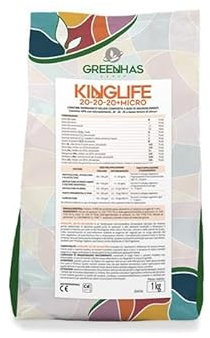 Kinglife 20-20-20, NPK 20-20-20 + microelementi (2 Kg), concime idrosolubile per piante e fiori