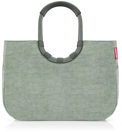 reisenthel loopshopper L frame twist sage – Stabile Tasche mit praktischen Fächern aus recycelten PET-Flaschen – Charmantes und wasserabweisendes Design