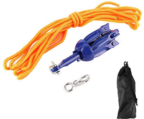 ChengyuWei Marine-Klappanker-Set – 4-Zinken-Klappanker mit 16,4 Fuß langem Seil und Haken für Boote, Kajaks, Kanus und Segelboote – leicht und zu verstauen