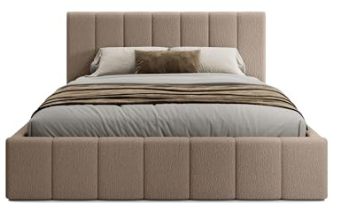 FEDVE Bett 180x200 Braun - Handorf Polsterbett Mit Bettkasten - Doppelbett Mit Stauraum - Schlafzimmer Bett