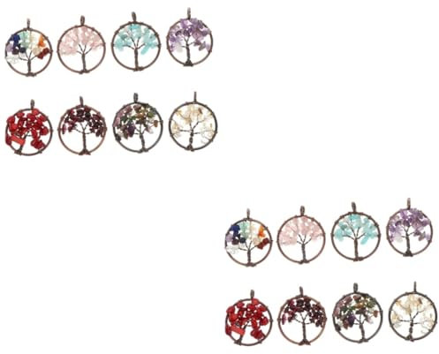 SEWACC 16 Stk Baum Des Lebens Anhänger Baum Des Lebens Halskette Reize Armband-anhänger Halskettenanhänger Schmuck Baum Von Edelstein Halskette Baumzauber Halter Für Halskette Naturstein