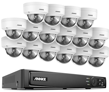 ANNKE 4K Poe Caméra de Surveillance 16CH H.265+ NVR avec Caméra IP 16 X 8MP, Kit Vidéo Surveillance Filaire avec Audio, Détection Personne/Véhicule, Vision Nocturne 30M, Enregistrement 24h/24