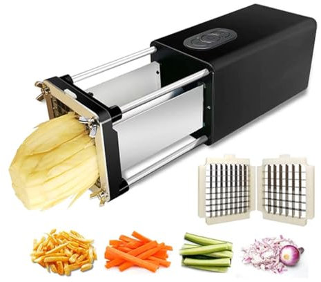Macchina elettrica per tagliare le patatine fritte, tagliapatate elettrico per patatine fritte in acciaio inox con lama da 1/2 pollice, 3/8 pollice, commerciale e domestico, per patate carote cetrio