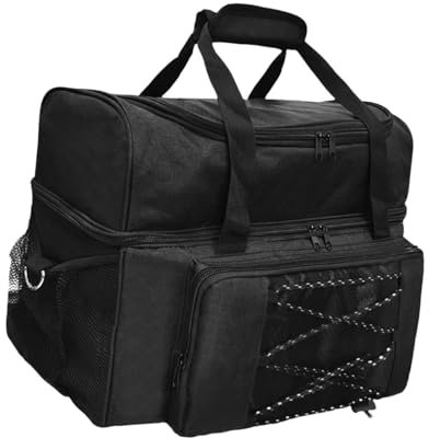 Perfeclan Bowlingkugeltasche, Bowling-Tragetasche, stabile, professionelle, leichte Bowling-Tragetasche für 2 Bälle, Bowling-Tasche für Outdoor-Sportreisen, Schwarz