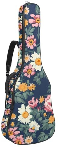 Gitarrentasche in voller Größe, 101,6 cm, 104,4 cm, 106,7 cm, Tragetasche für E-Bass, klassische Gitarre, bunte Blumen, nahtloses Muster, Mehrfarbig 04, 42.9x16.9x4.7 in, Lässiger Tagesrucksack