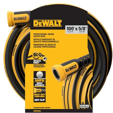 Stanley DXMH3288 DEWALT Professional Grade Heavy-Duty Water Hose 100' x 5/8 Garden, Yellow, Black