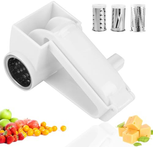 Miawtro 3PCS Rotary Cheese Grater, 3-in-1 Cheese Grater for Grating Cheese, Removable Handheld Cheese Grater Rotary, Rotary Grater with Three Blades for Cheese Vegetables Chocolate