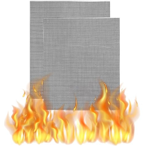 BBQ Grill Mesh, Grill Mesh Tappetino Antiaderente, Tappetino Barbecue, Griglia Rete Teflon, Tappetino per Griglia in Rete di Teflon, Riutilizzabile, Carbone, Grill Elettrico, Forno, Cottura,40 x 30 cm