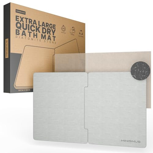 Minismus Tappeto Bagno Assorbente Puzzle in Diatomite 80x50 cm Grigio Scuro - Tappeto Doccia Assorbente - Tappetino da Bagno in Pietra (Grigio Chiaro)