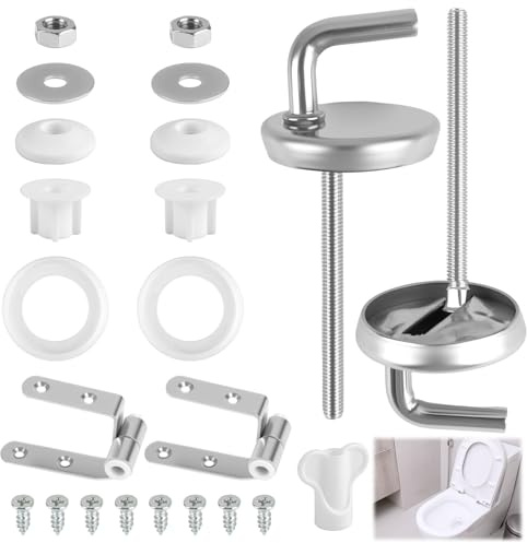 2 Fixation Cuvette Charniere WC Universel, Charniere Abattant, kit de Fixation Abattant WC Universel Acier pour Fixer SièGes, Accessoires en Caoutchouc pour Sièges de Toilette en Plastique Duroplast