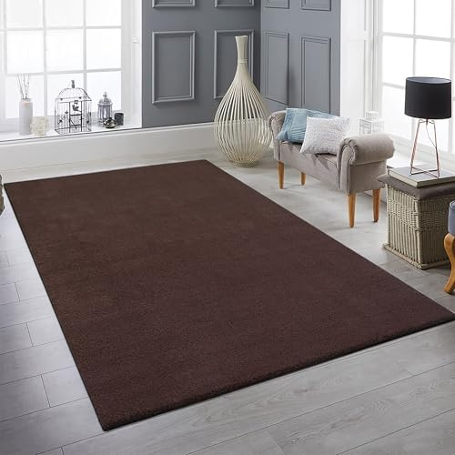 Teppich-Traum Moderner Teppich Waschbar Einfarbig Braun 200x280 cm | Weich und flauschig, bis 30 °C waschbar, pflegeleicht, rutschfest, langlebig, saugrobotergeeignet, Wohn- & Esszimmer