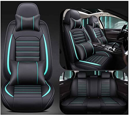Schonbezüge Für Autositze Für Peugeot 5008 2017-2023 2024 2025, C, Universell Autositzbezüge, Wasserdichtes, Schönes Hochwertiges Lederpolster, Geruchlos(Black Blue)