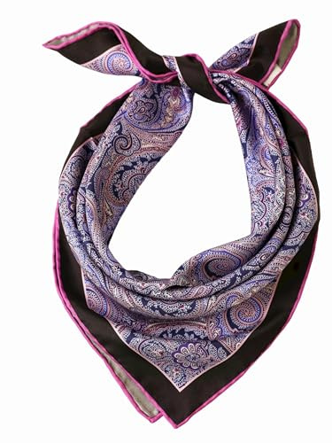 Prettystern herr dam rent siden bandana handrullad sidenhalsduk unisex Nickitduk, 66b Paisley lila, 53/53 cm, handgerollter Saum