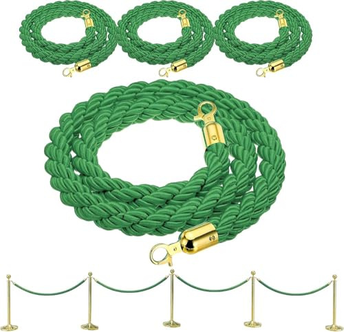 LQSYBHD Stanchion Rope con Ganci,Corda Barriera,Corda Stanchion,Corda per Corrimano,per Il Controllo della Folla,Coda della Celebrazione Dell'hotel(Size:5ft)