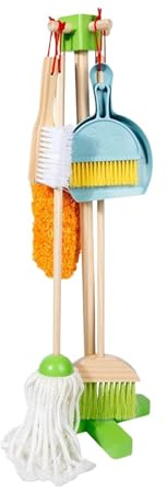 Harilla Kids Cleaning Set Housework Pretend Play Toy Broom Mop Brush Dustpan Set Housekeeping Play for Children Boys Girls Gifts