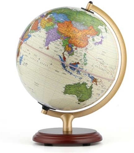 HYEFDWS Globo terráqueo Iluminado 2 en 1 con Base de Madera, luz LED, rotación de 360° y Soporte de Escala de Metal para decoración de escritorios de Oficina y hogar.