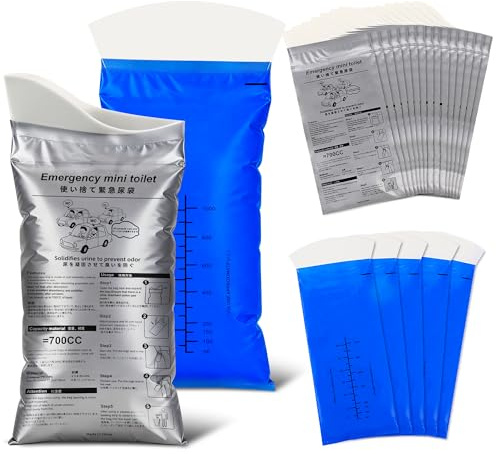 ZSSZD 15 Stück Einweg Urinbeutel für Unterwegs Frauen 750ml & 5 Stück Kinder Kotztüten, Tragbare Natursekt Beutel, Nottoilette für Auto, Mobile Campingtoilette, Reisetoilette, Pinkelflasche Manner