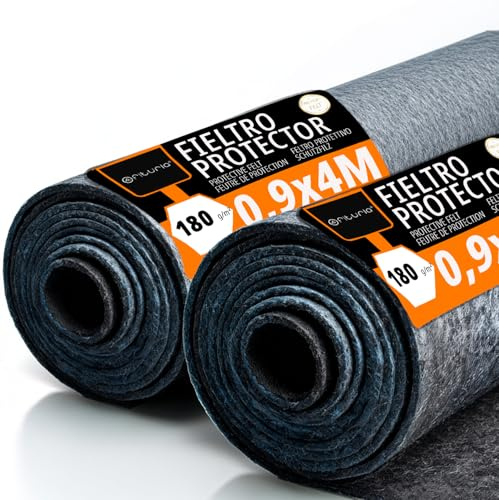 OFITURIA Bodenschutzvlies 90 cm x 4 m, 180 g/m², Set mit 2 Stück, ideal zum Schutz von Böden bei Malerarbeiten und Renovierungen (90cmx4m, 2 Stück)