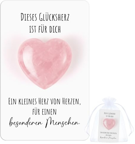 Otuuz Rosa Glücksherz Glücksbringer „Besonderen Menschen“ Geschenkset | Pocket Hug Taschenherz mit Botschaftskarte und Organza-Beutel, Geschenk für Freundin, Lehrerin oder Mama
