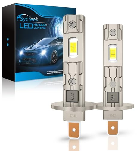 Sycreek Lampadina LED H1 30000LM 80W, Lampadine auto H1 LED 6500K, CSP LED 9-24V, Plug and Play