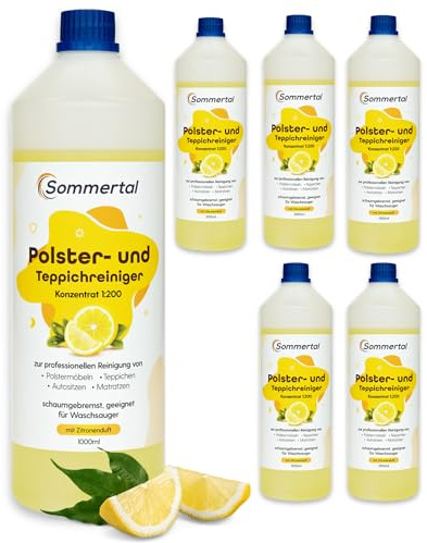 Sommertal Polsterreiniger & Teppichreiniger | 6L Konzentrat, 240+ Vorgänge | Profi Konzentrat schaumgebremst, für Waschsauger & Nasssauger, Sofa, Polster, Autositze, Teppich, Matratze & Handwäsche
