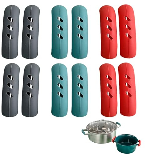 12 PCS Heat Resistant Silicone Pot Handle Covers - Non-Slip, Washable Grips for Cast Iron Skillets, Pans & Cookware (6.7 Inch)