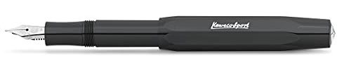 Kaweco SKYLINE SPORT Füllhalter Black I Premium Füllfederhalter für Tintenpatronen mit hochwertiger Stahlfeder I Füllfederhalter 13 cm I Füller in Schwarz I Federbreite: F (Fein)