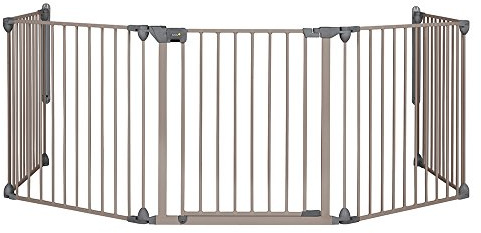 Safety 1st Schutzgitter Modular 5, fünf-teiliges Kaminschutzgitter, modulares Absperrgitter für offene Wohnbereiche, Maße 82-358 cm, erweiterbar, Grau