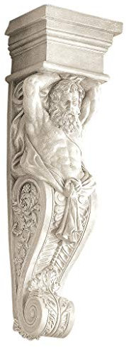 Design Toscano Telamon Wall Sculpture, Antique Stone, 24.00 x 51.00 cms