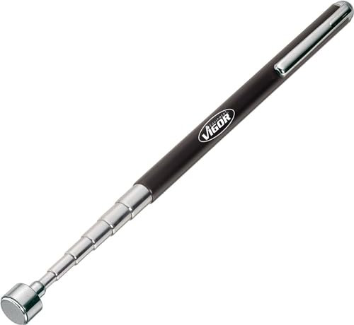 Elevador magnético ViGOR V1741 I extensible, fuerza de elevación magnética de hasta 1600 g, clip de bolsillo I barra magnética telescópica para recoger piezas ferrosas en lugares inaccesibles