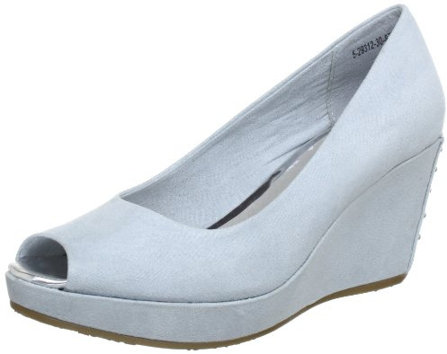 s.Oliver Women's Peeptoe Ballet Flats Peep Toe, Blue Lt Blue 873, 6