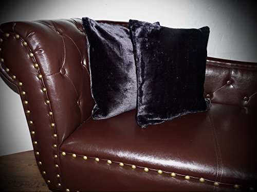 Natur-Fell-Shop Kissen Kissenhülle Dekokissen Plüschkissen - passend zu unseren Kuscheldecken - Farbe und Größe zur Auswahl (80 x 80cm, schwarz)