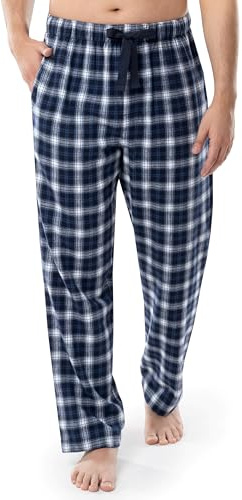 Fruit of the Loom mäns garnfärgad vävd flanell pyjamasbyxa botten, Marinblå pläd, L
