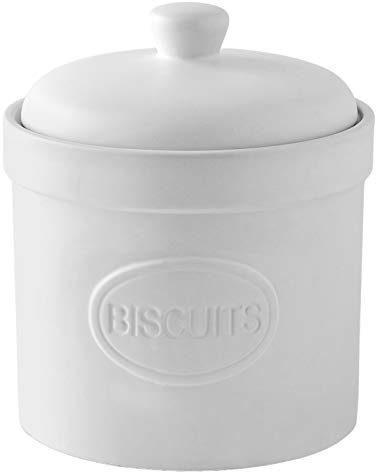 BISCUIT BARREL by BIA INTERNATIONAL - Matte White Stoneware Jar - Kitchen Storage & Organisation - Available in White and Black
