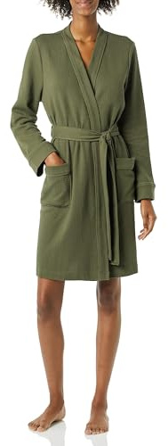 Amazon Essentials Vestaglia Leggera a Nido d'Ape di Media Lunghezza (Disponibile in Taglie Forti) Donna, Verde Oliva, M