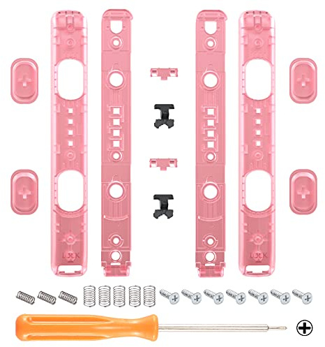 eXtremeRate Coque pour Switch Dragonne Joycon,Coque de Rechange pour Switch Bracelet pour Nintendo Switch OLED avec Boutons pour Switch Accessoire(sans Dragonne Joycon),Rose Cerise