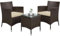 Yaheetech Balkonmöbel Set, Gartenmöbel-Set 3 TLG. inkl. 2 Stühle mit Sitzkissen & Tisch, Terrassenmöbelset Gartensitzgruppe Lounge Set aus PE-Polyrattan für Balkon/Terrasse, Braun-Khaki