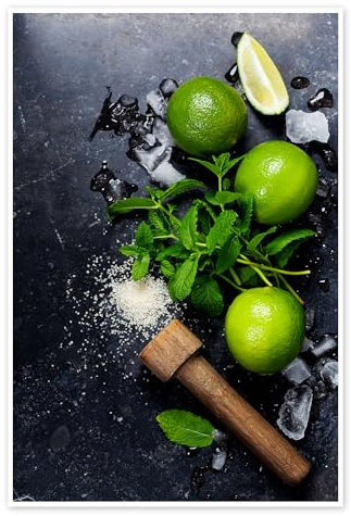 Posterlounge Mojito (cubetti di ghiaccio, menta, zucchero e lime) Poster