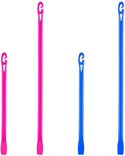 Yilloog 4 Pcs Heatless Curls Hook Spiral Curlers for Long Wave Styling Hair in 13. 8 and 22 Inch Lengths(Blue, Rose Red)