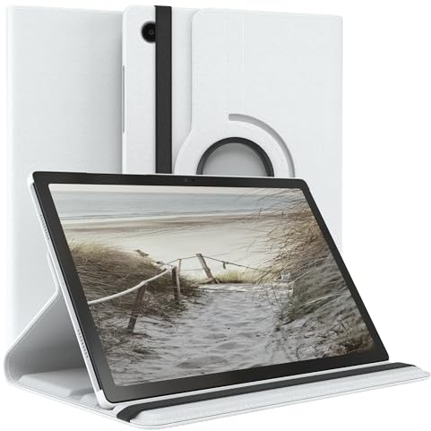 EAZY CASE - Custodia per Samsung Galaxy Tab A8 10.5 tablet Cover protettiva Smart Cover Supporto rotante Astuccio pieghevole 360° girevole con funzione stand Similpelle Bianco