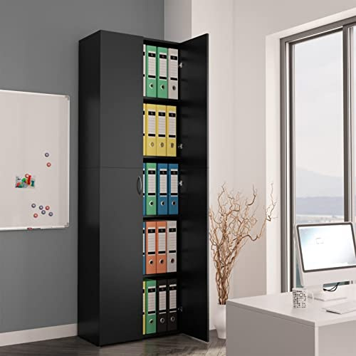 Festnight Armadio Classificatore per Ufficio - Schedario, Libreria, Mobili Nero 60x32x190 cm in Truciolato