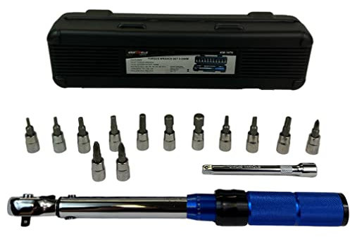 Kraftwelle Drehmomentschlüssel Set Fahrrad & Motorrad 1/4 Zoll Antrieb mit Umschaltknarre, Messbereich 2-24 NM Präzisionswerkzeug inkl. Hex & Torx und PH Bits ± 3% Fehlergenauigkeit