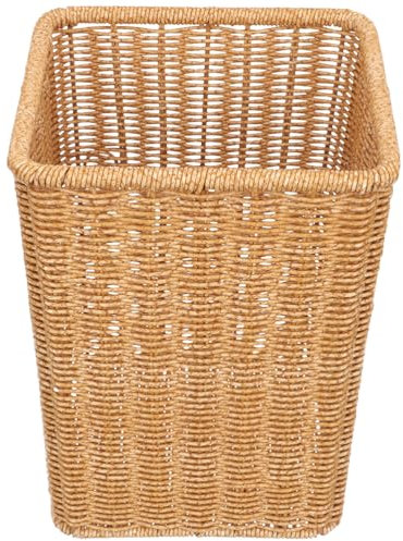 Angoily Woven Waste Bin Decorative Trash Can Multi function Basket Home Office Bedroom Bathroom Natural Woven Garbage Bin