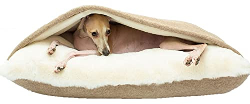 Hundeschlafsack, Waschbares Hundebett Orthopädisch mit Decke, Warmes Schlafsack Hund mit Abnehmbaren Deckel, Hundekorb/Katzenkörbchen Hundesofa für Kleine und Mittelgroße Hunde ( Color : Khaki , Größe