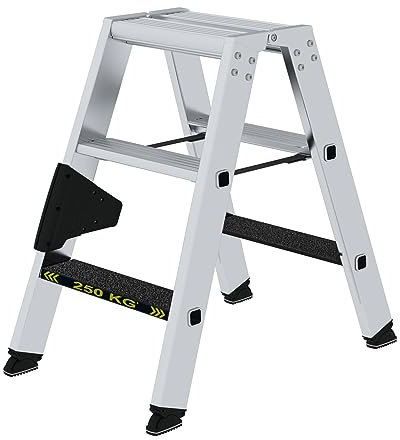 PROREGAL Stufen-Stehleiter | 250 kg beidseitig begehbar mit Clip-Step R13 | 2x3 Stufen | Leiter, Teleskopleiter, Trittleiter, Bockleiter, Sprossen-Doppelleiter