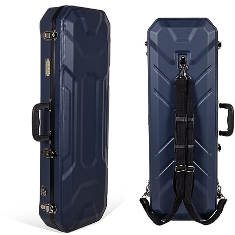 Crossrock CRA860VFBL 4/4 Violinenkoffer, ABS-Hartschale mit Innenfach, abnehmbare Gurte, Blau